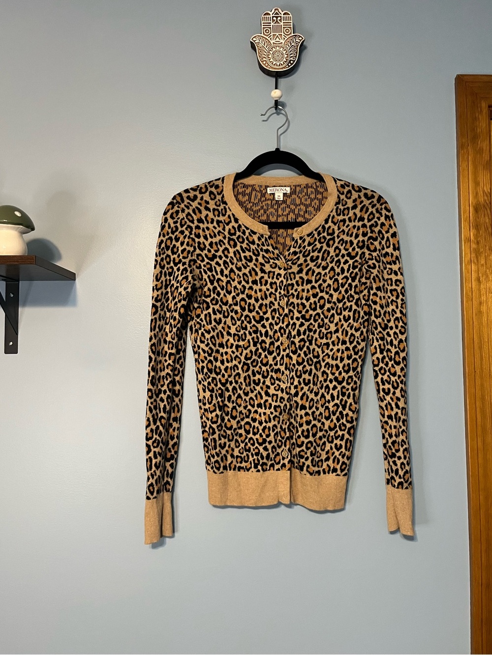 Merona Cotton Leopard Print Cardigan Sweater